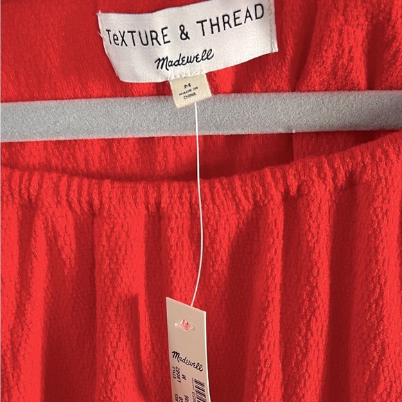 Madewell Texture & Thread Tiered-Sleeve Dress NWT Size Medium Orange - Picture 5 of 7